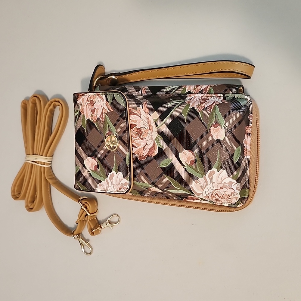 NWOT Women's Giani Bernini Holiday Plaid Floral Shoulder Clutch/Crossbody  Bag